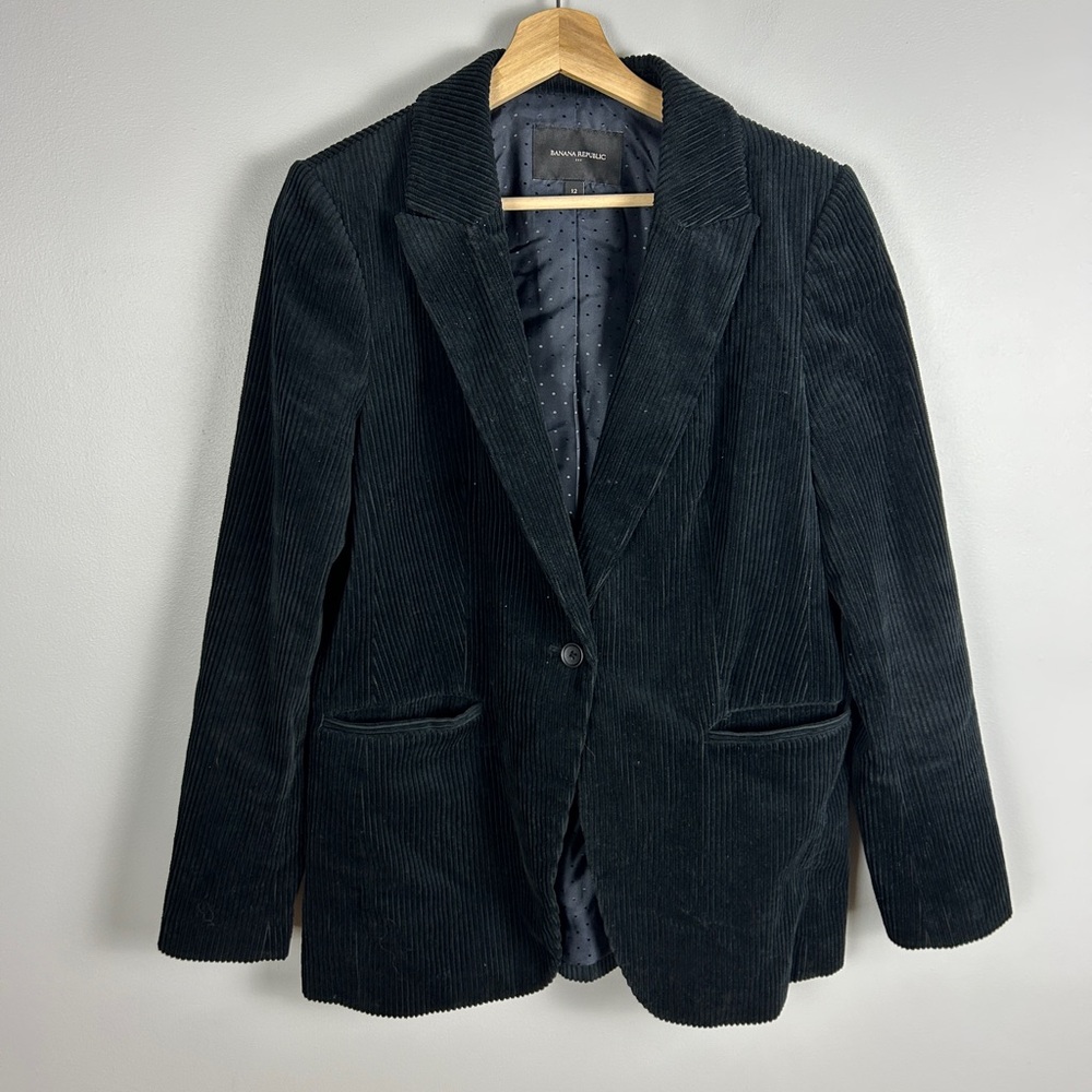 BANANA REPUBLIC Black Corduroy Blazer Women's 12 Office Career Holiday Party